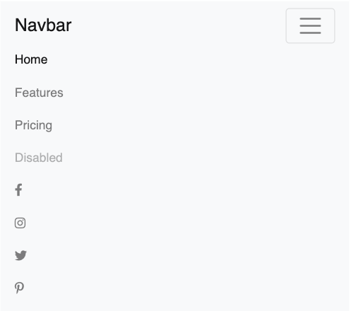 bootstrap navbar with social media icons step 2